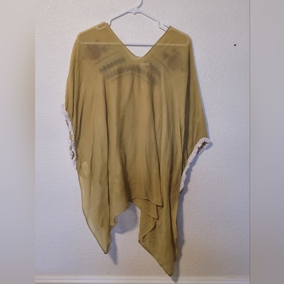 Anthropologie Do Everything in Love Mustard Embroidered Poncho - Picture 2 of 7